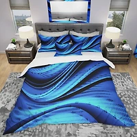 Designart 'Blue and Black Transition' Modern & Contemporary Bedding Set
