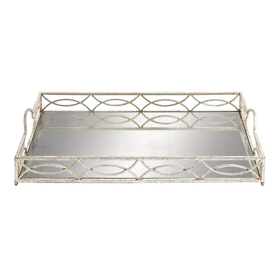 25'' Silver Metal Glam Tray