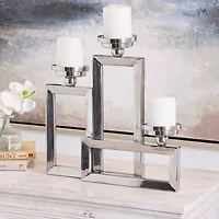 16" Silver Stainless Steel Rectangular Candelabra