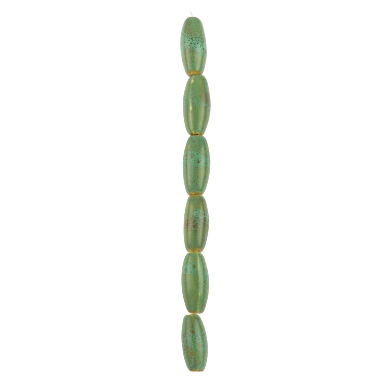 Green Ceramic Oval Beads, 29.5mm by Bead Landing™