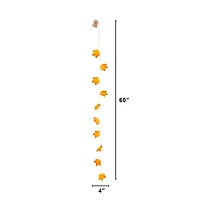 5ft. Pre-Lit Autumn Maple Leaf Artificial Fall Garland with 10 Warm White LED String Lights - Set of 3