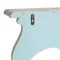 32" Blue Wood Rustic Wall Shelf