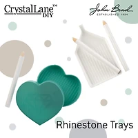 John Bead Crystal Lane DIY Teal Heart Rhinestone Sorting Trays with Pickup Stick