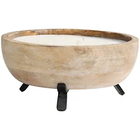 Egyptian Mint Scented 3-Wick Candle in Light Brown Tripod Stand Bowl