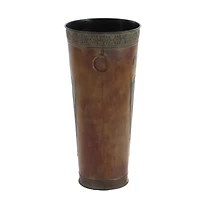 Set of 2 Brown Metal Rustic Vase, 21", 16"