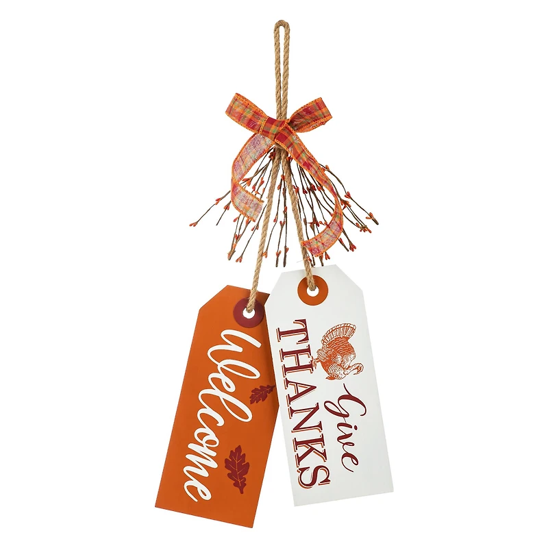 Glitzhome® 24" Thanksgiving Wooden "Give Thanks" Door Hanger