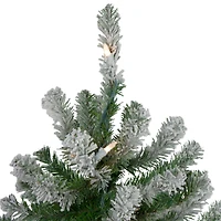 3 Pack Pre-Lit Flocked Alpine Christmas Trees, Clear Lights