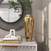 19" Gold Aluminum Drip Vase with Melting Designed Body