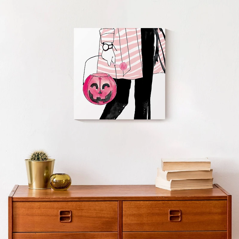 Pink Trick Or Treater Canvas Wall Art