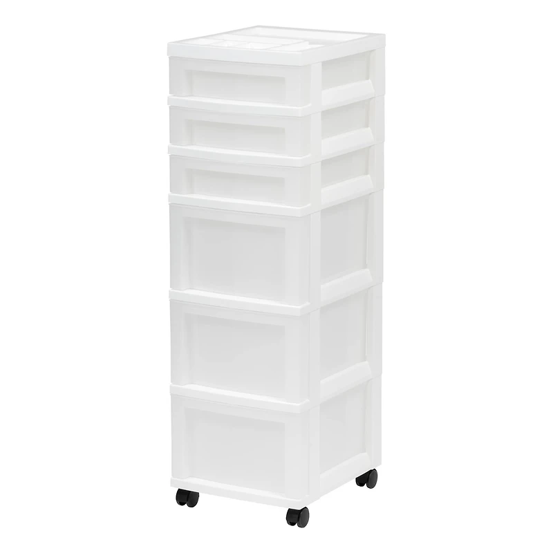 IRIS White 6-Drawer Storage Cart With Organizer Top