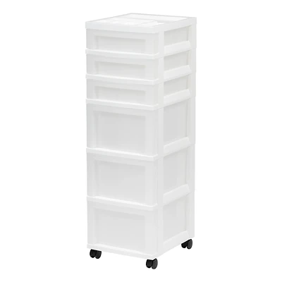 IRIS White 6-Drawer Storage Cart With Organizer Top