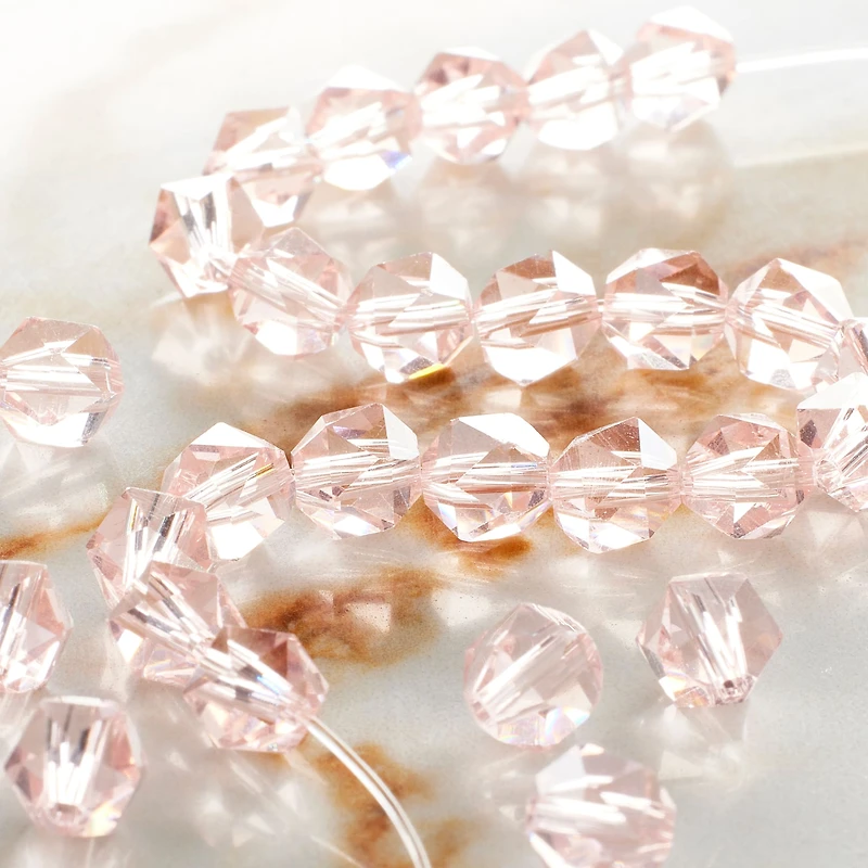 Pink Triangle Cut Glass Beads, 6mm by Bead Landing™