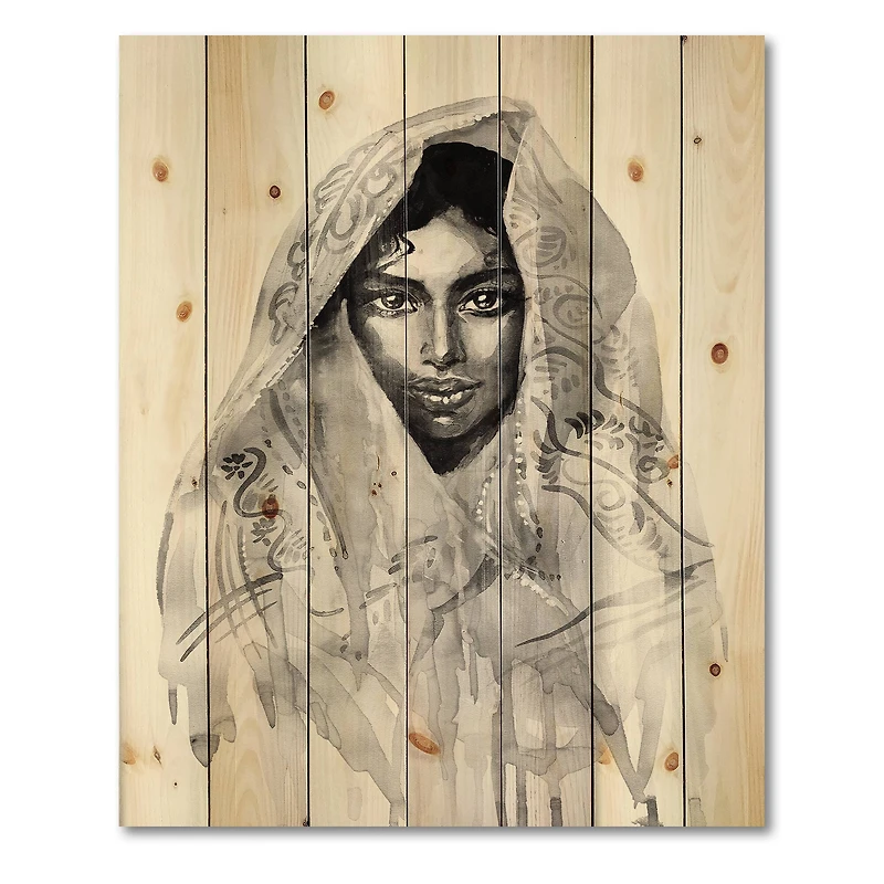 Designart - Monochrome Portrait of Young Indian Woman I