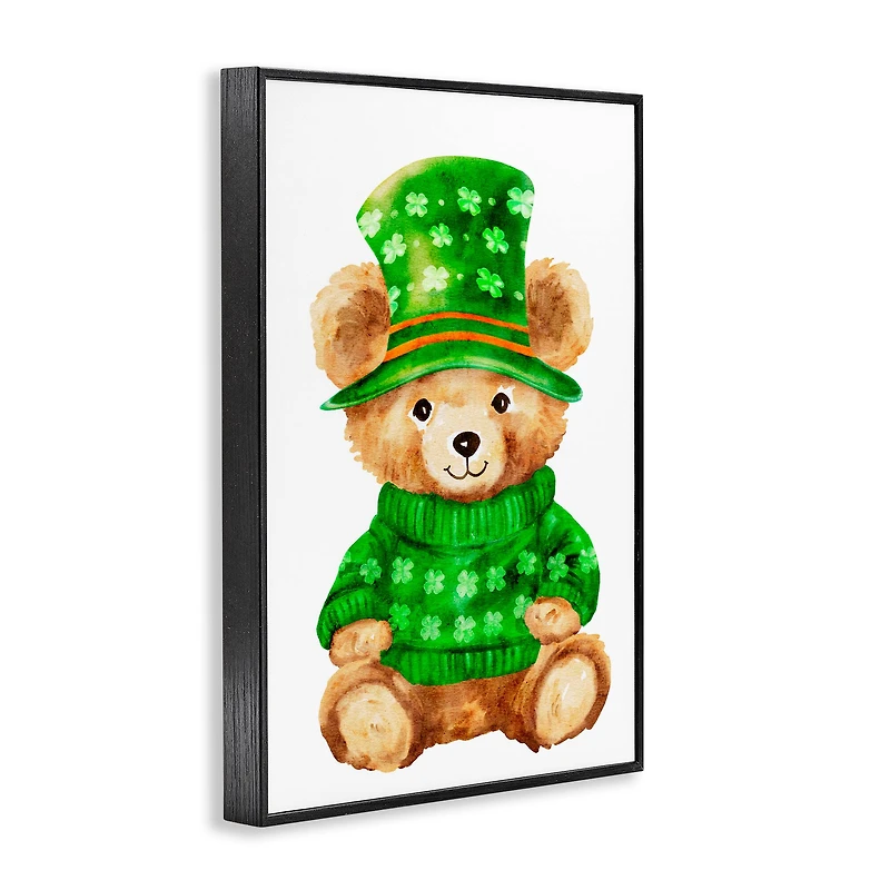 Stupell Industries St. Patty's Day Bear Framed Giclee Wall Art