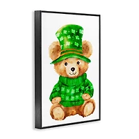Stupell Industries St. Patty's Day Bear Framed Giclee Wall Art