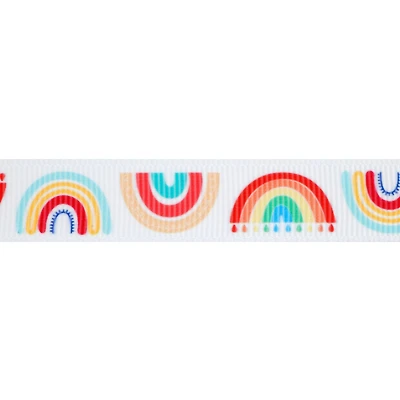 5/8'' x 7 yd. Grosgrain Rainbow Ribbon by Celebrate It®