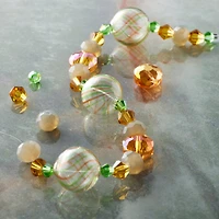 12 Pack: Yellow Lampwork Glass Stripe Round Beads by Bead Landing™