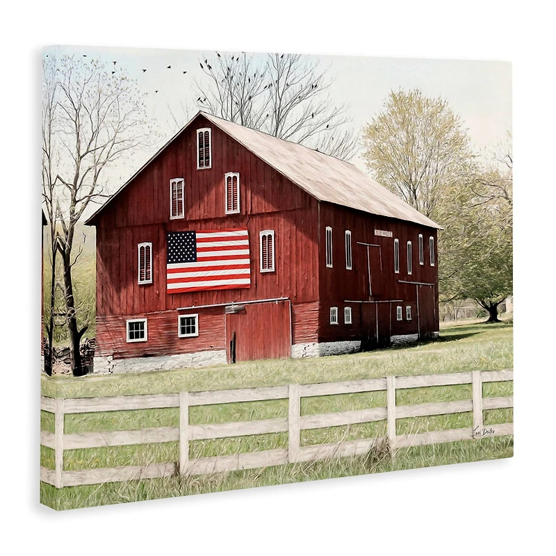 Stupell Industries Patriotic Barn Flag Canvas Wall Art