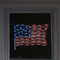 14" July 4th American Flag Lighted Window Silhouette Decoration