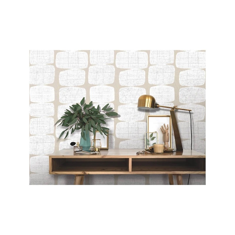 RoomMates White Mid-Century Beads Peel & Stick Wallpaper