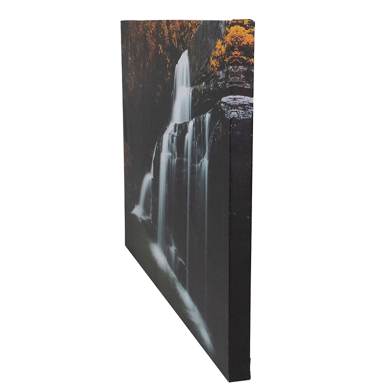 24" x 24" Nature’s Woods Autumn Waterfall Scene Canvas Wall Art