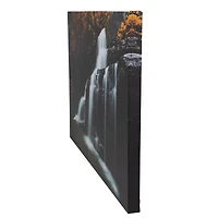 24" x 24" Nature’s Woods Autumn Waterfall Scene Canvas Wall Art