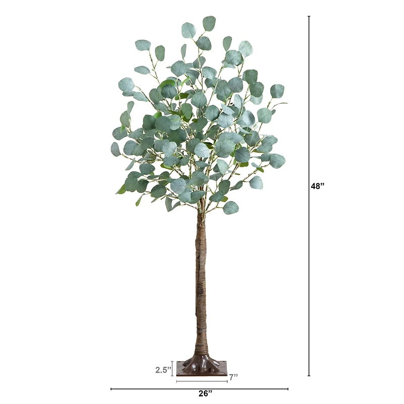 4ft. Pre-Lit Artificial Eucalyptus Tree with Warm White LED Lights