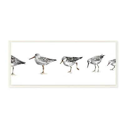 Stupell Industries Sandpiper Bird Stances Minimal Grey White Painting,7" x 17"
