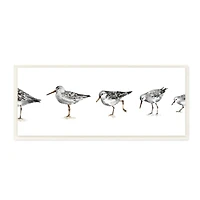 Stupell Industries Sandpiper Bird Stances Minimal Grey White Painting,7" x 17"