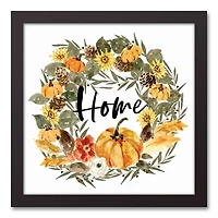 Pumpkin Wreath Canvas Wall Art with Black Frame