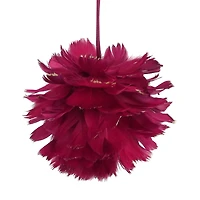 5.5" Pink & Gold Glitter Tipped Feather Ball Ornament