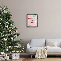 Stupell Industries Merry & Bright Pastel Phrase Framed Floater Canvas Wall Art
