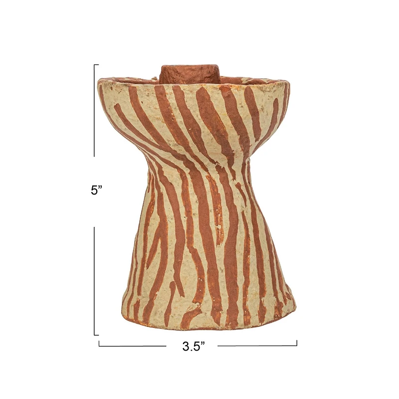 Hello Honey® 5" Round Decorative Hand-Painted Paper Mache Taper Holder