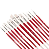 Hello, Artist! Short Handle White Taklon 12 Piece Brush Set