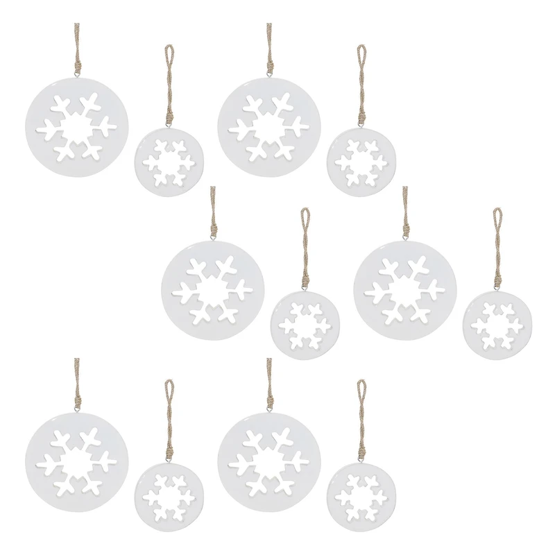 White Wood Snowflake Cut-Out Ornament (Set of 12)