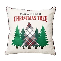 Glitzhome® Farm Fresh Heavy Cotton Christmas Tree Throw Pillow