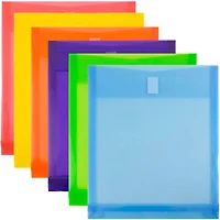 JAM Paper 9.75" x 11.75" Assorted Plastic Expansion Envelopes with Hook & Loop Closure, 6ct.