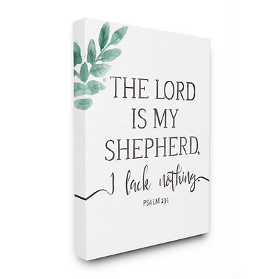 Stupell Industries Lord Is My Shepherd Faith Phrase Plant Greenery Canvas Wall Art