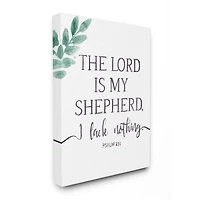 Stupell Industries Lord Is My Shepherd Faith Phrase Plant Greenery Canvas Wall Art