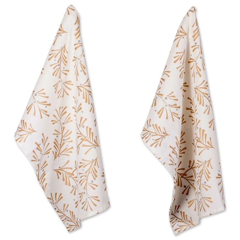 DII® Metallic Holly Leaves Dishtowel Set