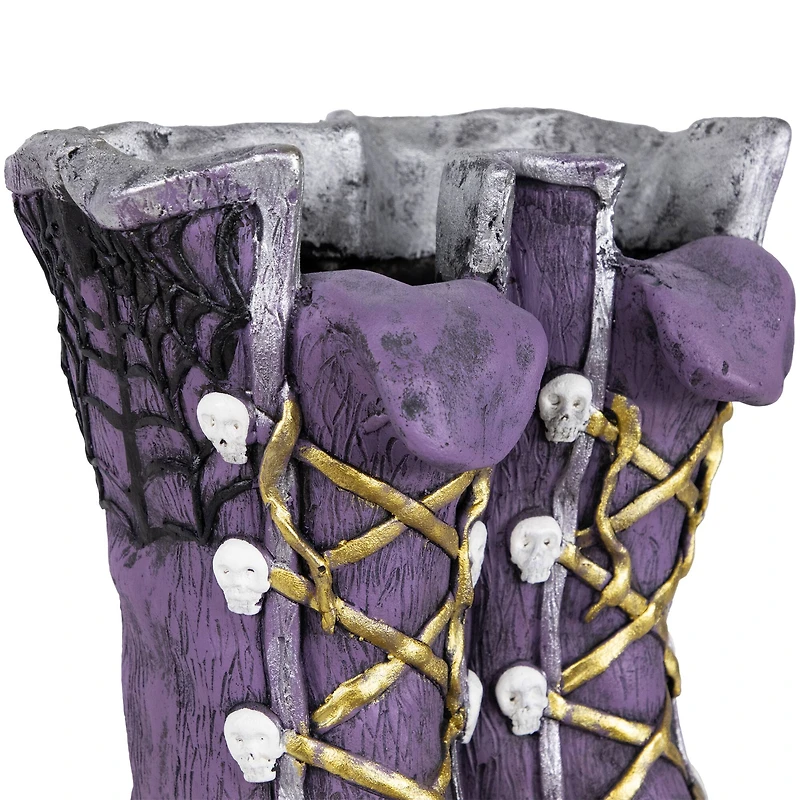 15" Purple Witch's Boots Ceramic Halloween Decoration