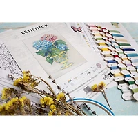 LetiStitch Hydrangea Blooms Counted Cross Stitch Kit