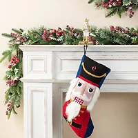 Glitzhome® 21"L Hooked Christmas Nutcracker Stocking