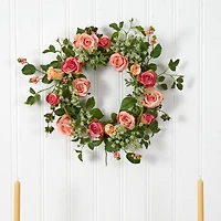20" Pink and Green Rose Wreath