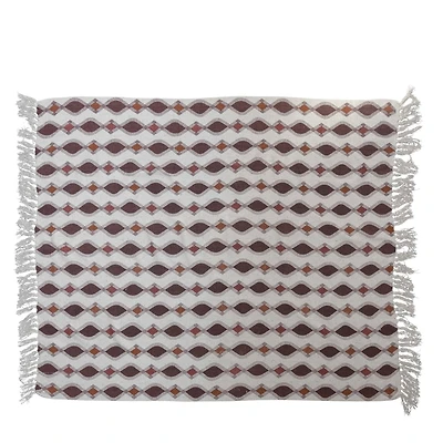 Hello Honey® Recycled Cotton Blend Printed Throw Blanket with Pattern and Fringe, Multicolor