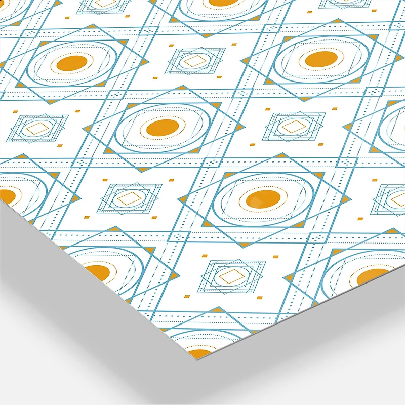 Designart 'Retro Minimal Patttern In Orange And Bluye Oversized Mid-Century Modern Multipanel Wall Clock