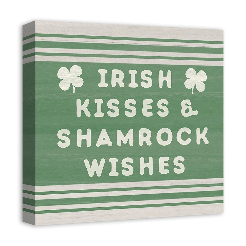 Irish kisses shamrock wishes 16" x 16" Canvas Wall Art