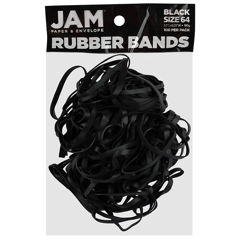 JAM Paper Size 64 Black Rubber Bands, 100ct.