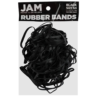 JAM Paper Size 64 Black Rubber Bands, 100ct.