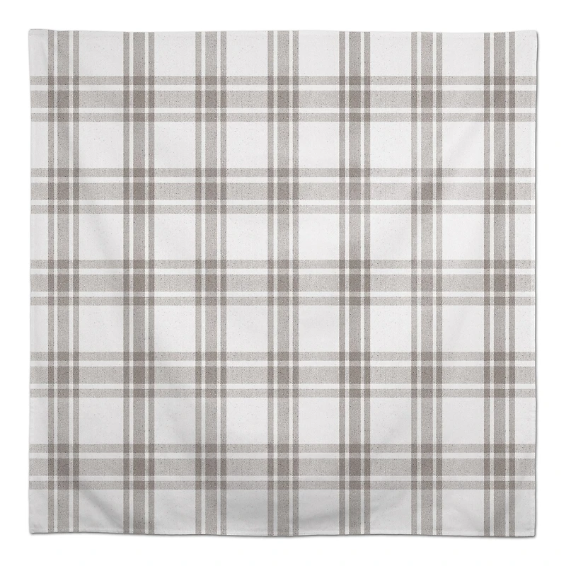 5ft. Cream & Gray Plaid Tablecloth